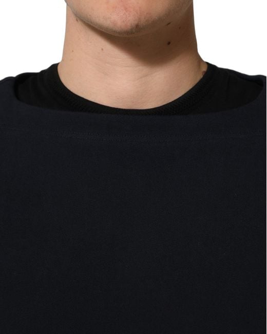 Dolce & Gabbana Blue Dark Logo Cotton Sweatshirt Sweater Clothing for men