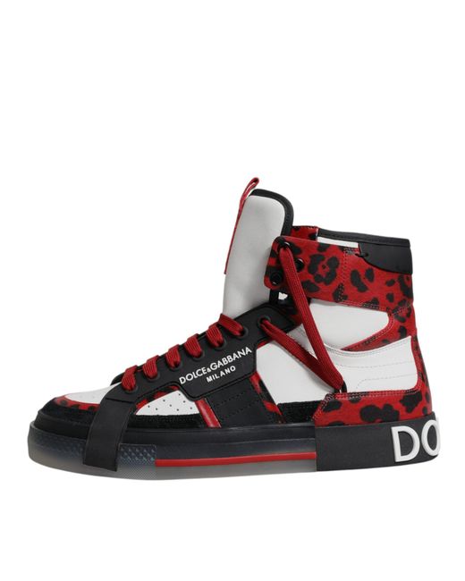 Dolce & Gabbana Multicolor Leather High Top Sneakers Shoes for men