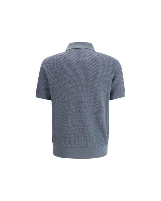 Brioni Light Blue Cotton Polo Shirt for men