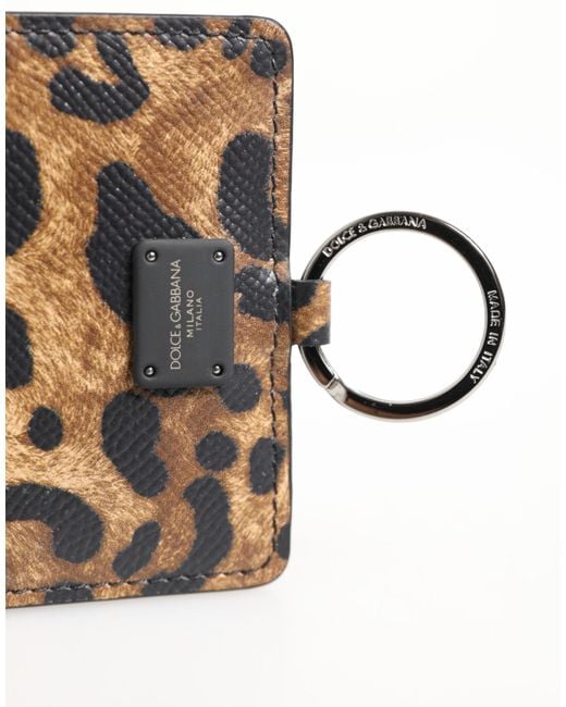 Dolce & Gabbana Multicolor Leopard Print Leather Embossed Lanyard Card Holder Wallet for men