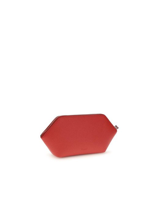 Ganni Red Multicolor Recycled Leather Clutch Bag