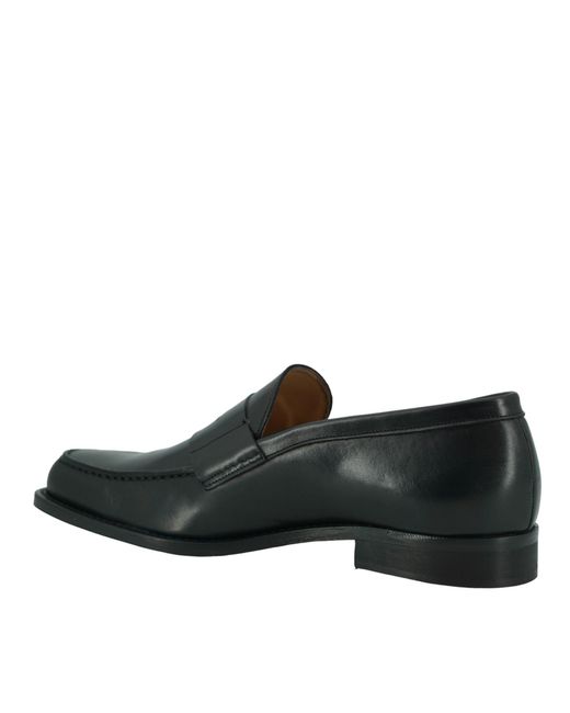 Saxone Of Scotland Black Calf Leather Mens Loafers Shoes for men