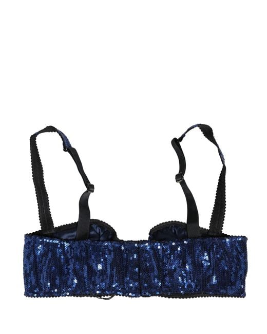Dolce & Gabbana Blue Sequined Nyon Balconnet Bra Underwear Nylon Clothing