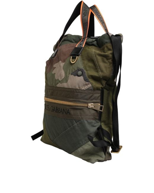 Dolce & Gabbana Military Green Patchwork Rucksack Backpack Borse Men Bag for men