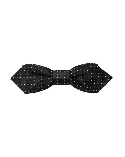 Dolce & Gabbana White Silk Polka Dot Adjustable Neck Papillon Bow Tie for men