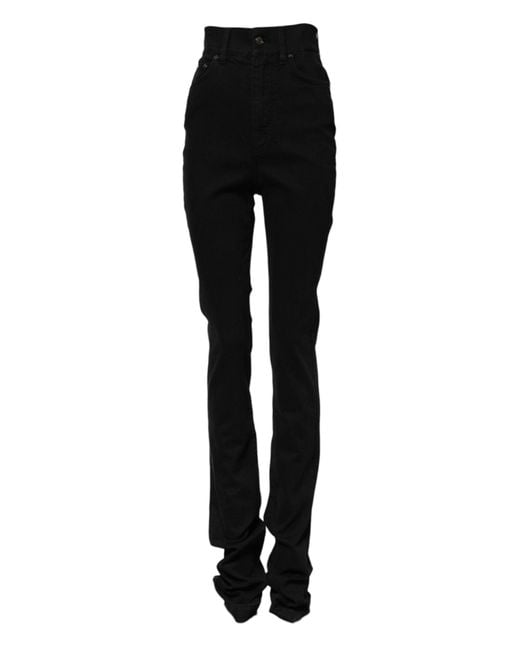 Dolce & Gabbana Black Cotton High Waist Skinny Denim Jeans for men