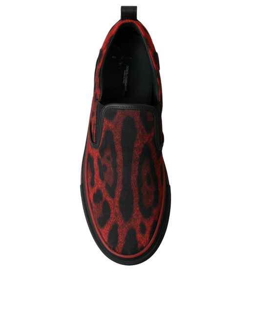 Dolce & Gabbana Brown Red Black Leopard Loafers Men Sneakers Shoes for men