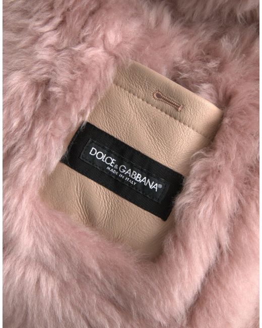 Dolce & Gabbana Brown Lamb Leather Shearling Coat Jacket for men