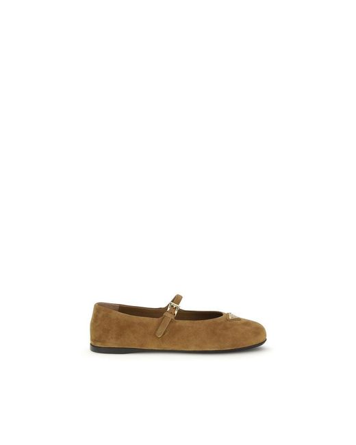 Prada Natural Brown Goatskin Ballet Flats