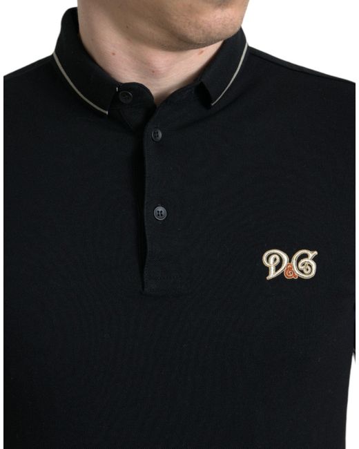 Dolce & Gabbana Black Logo Collared Short Sleeves Polo T-Shirt for men