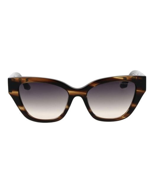 Trussardi Black Brown Acetate Sunglasses