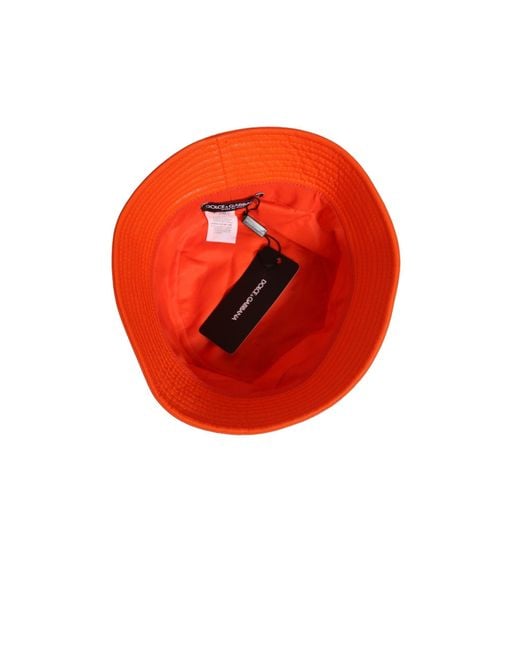 Dolce & Gabbana Orange Crystal Embellished Bucket Fisherman Cap Hat