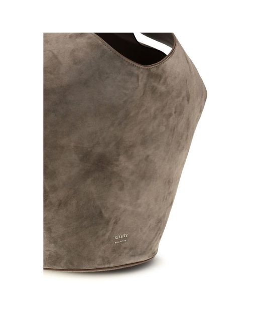 Khaite Gray Beige Calf Leather Bos Taurus Shoulder Bag