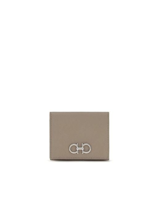 Ferragamo Gray Beige Calf Leather Bos Taurus Wallet