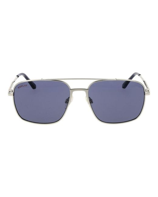 Replay Blue Metal Sunglasses for men