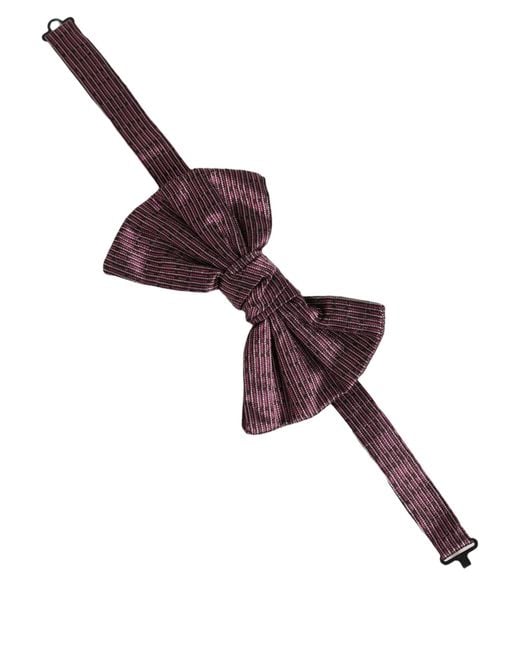 Dolce & Gabbana Purple Men Maroon 100% Silk Adjustable Neck Papillon Bow Tie for men