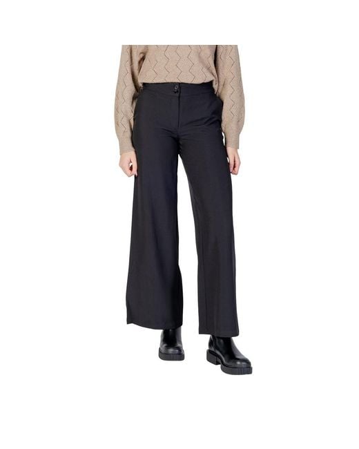 Jacqueline De Yong Blue Black Polyester Flared Pants