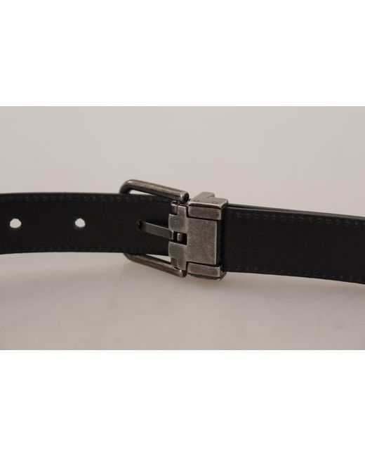Dolce & Gabbana Black Elegant Leather Belt With Metal Buckle for men