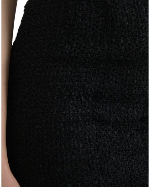 Dolce & Gabbana Black Elegant High Waist Midi Skirt