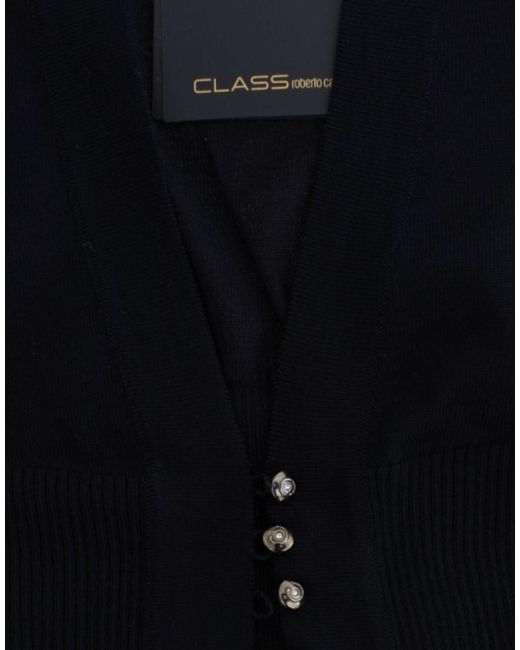 Roberto Cavalli Black Elegant Cropped Virgin Wool Cardigan