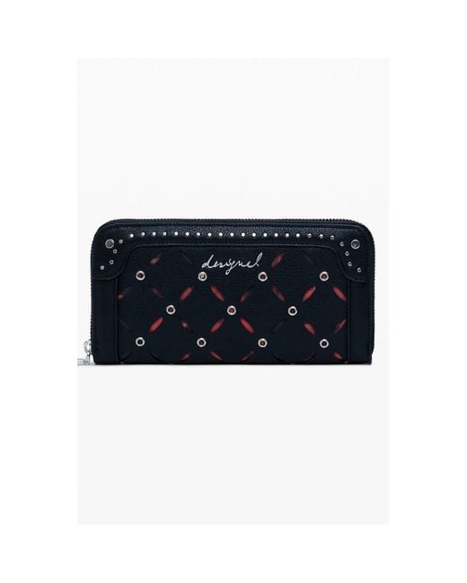 Desigual Black Diamond Cutout Zip Wallet