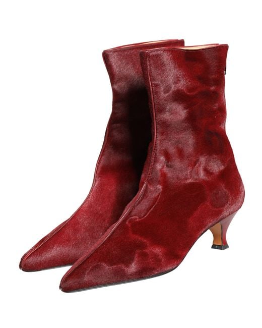 Dolce & Gabbana Red Burgundy Mid Calf Boots Shoes
