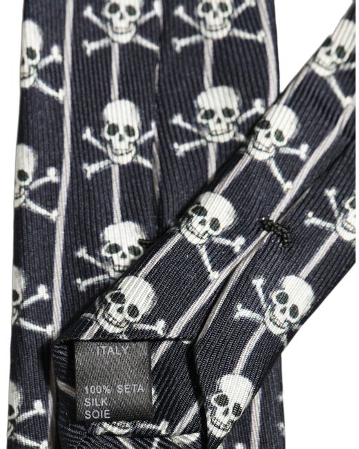 Dolce & Gabbana Men Black Silk Skull Fantasy Adjustable Tied Necktie Tie for men
