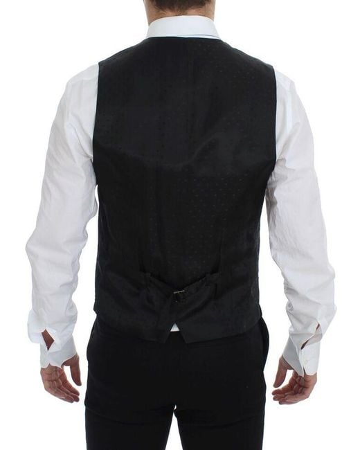 Dolce & Gabbana Black Wool Formal Dress Vest Gilet Weste for men