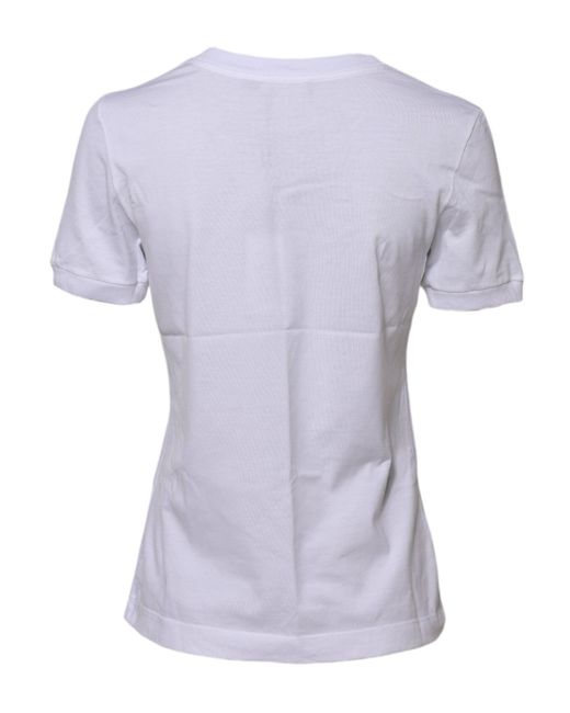 Dolce & Gabbana Purple White Cotton Round Neck Short Sleeves T for men