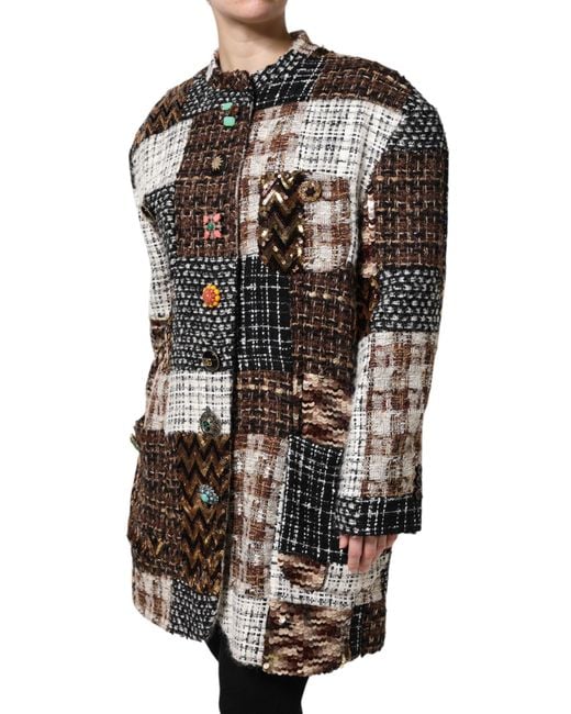Dolce & Gabbana Black Multicolor Patchwork Button Down Jacket for men