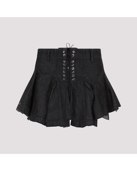 Ludovic de Saint Sernin Black Anthracite Pleated Cotton Mini Skirt