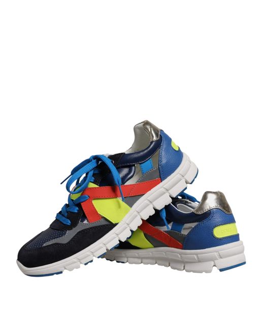 Dolce & Gabbana Blue Leather Suede Low Top Sneakers Shoes for men