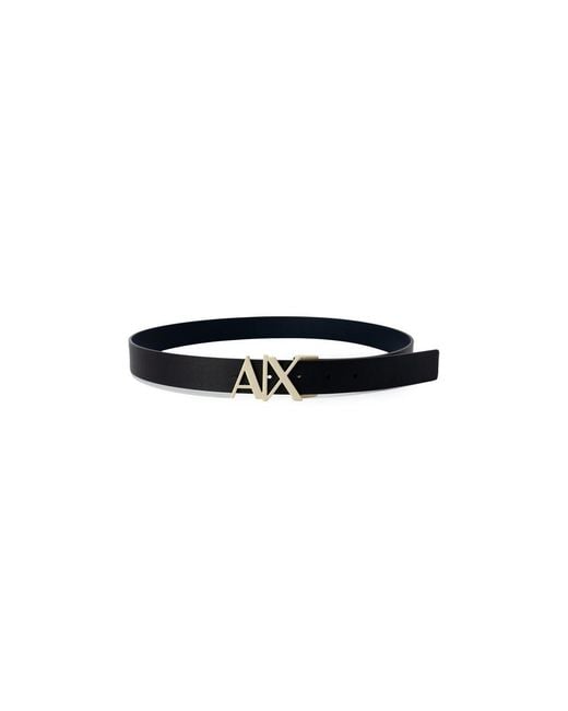 ARMANI EXCHANGE Black Blue Leather Regular Belt for men