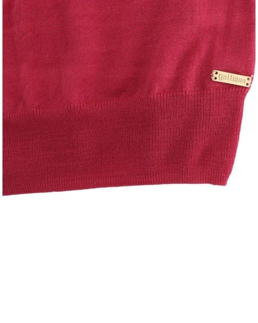 John Galliano Red Wool Top Pink Sig11964