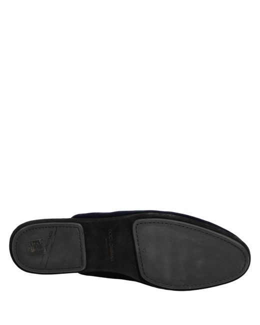 Dolce & Gabbana Dark Blue Suede Slides Flat Slipper Men Shoes for men
