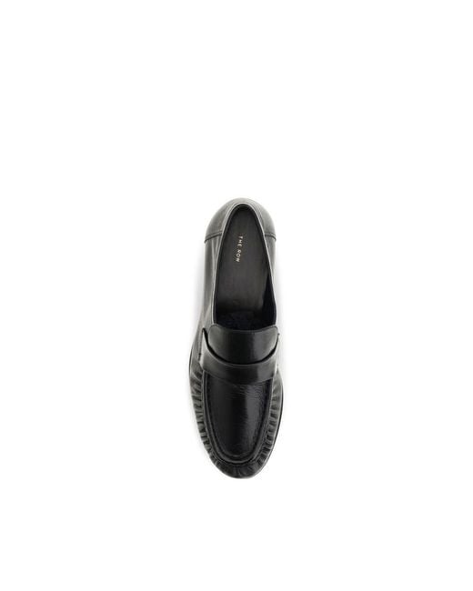 The Row Black Calf Leather Bos Taurus Slip