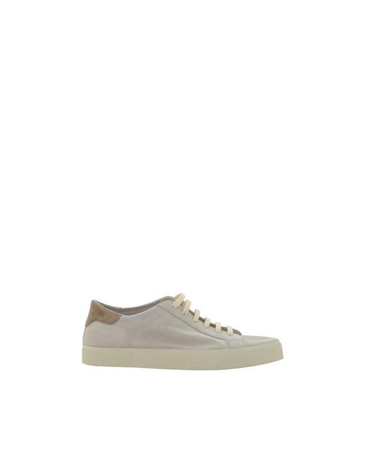 Brunello Cucinelli Cream White Leather Sneakers for men