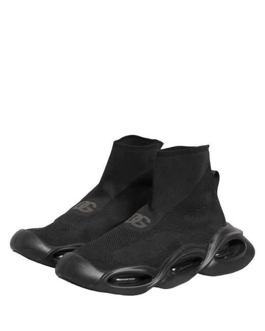 Dolce & Gabbana Black Slip On Wave Socks Men Sneakers Shoes for men