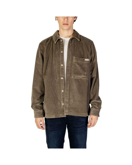 Calvin Klein Brown Gray Cotton Shirt for men