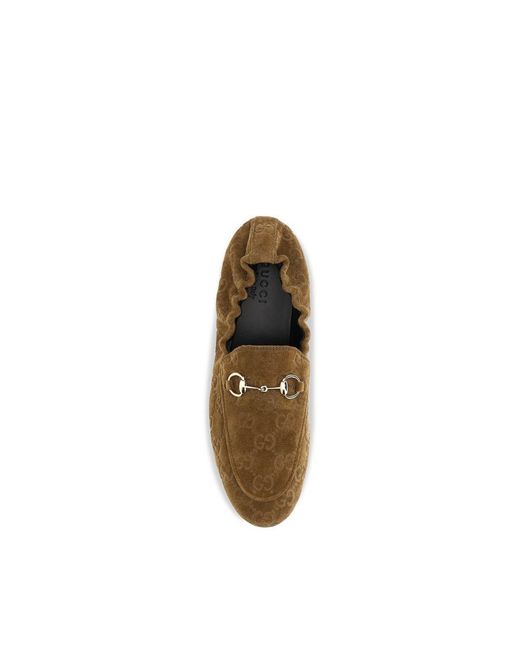 Gucci Brown Gg Suede Loafers