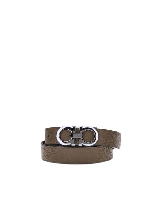 Ferragamo Brown Reversible Leather Belt for men