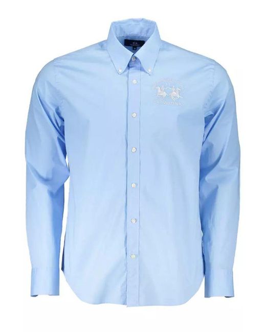 La Martina Light Blue Cotton Shirt for men