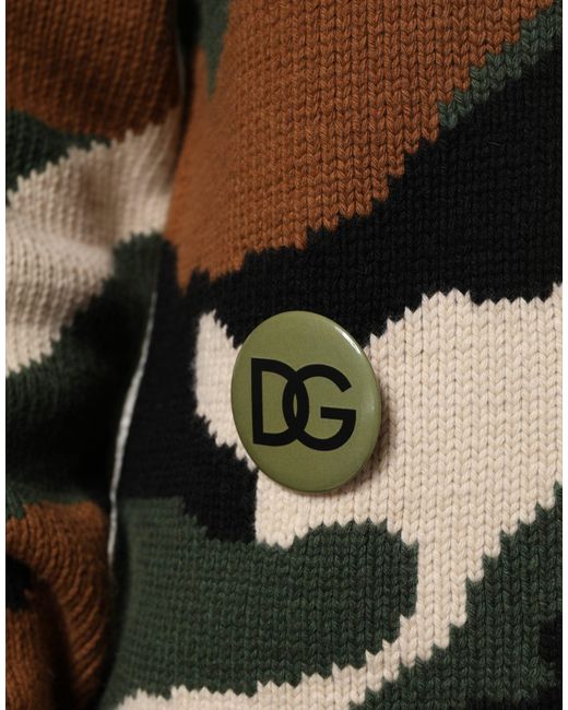 Dolce & Gabbana Black Intarsia-Knit Camouflage Pullover Sweater Clothing for men