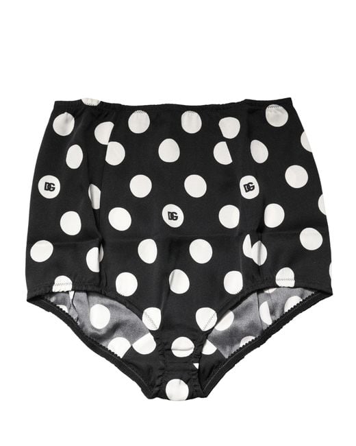 Dolce & Gabbana Black Polka Dot High Waist Girdle Panty Underwear