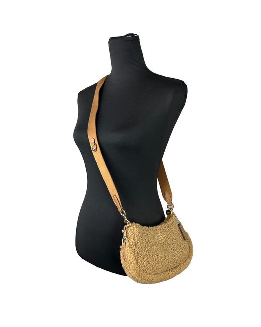 COACH Black Teri Mini Shearling Fur Crossbody Bag