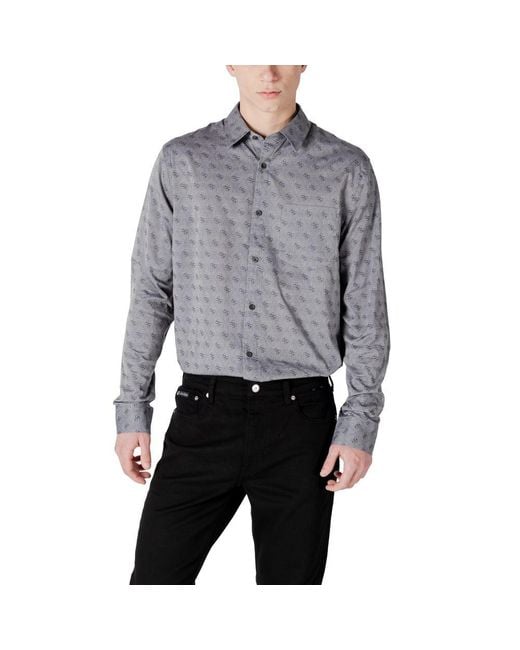 Guess Gray Cotton Dress Shirt for men