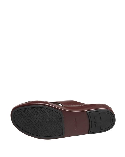 Dolce & Gabbana Brown Maroon Leather Cutout Dg Logo Sandals Shoes