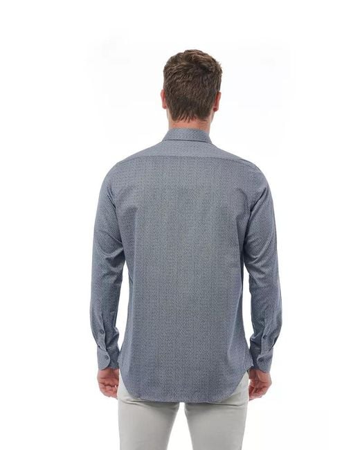 Bagutta Blue Sleek Italian Collar Cotton Shirt for men