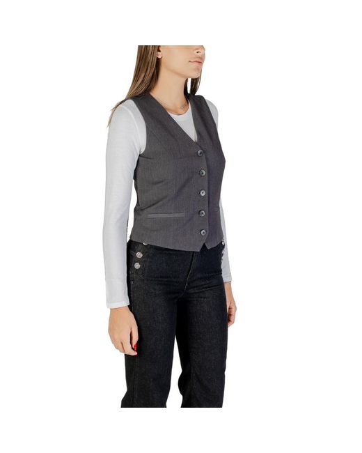 ONLY Black Gray Polyester Waistcoat