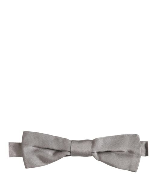 Dolce & Gabbana Men Gray 100% Silk Adjustable Neck Papillon Bow Tie for men